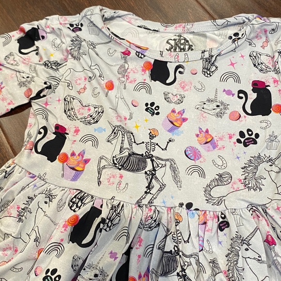 Salty Kids Adventures Bamboo Skeleton Animal Print Twirl Dress 4T NEW - Picture 3 of 5
